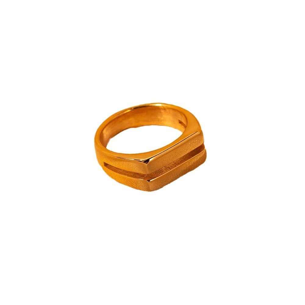 Geometric Square Texture Ring