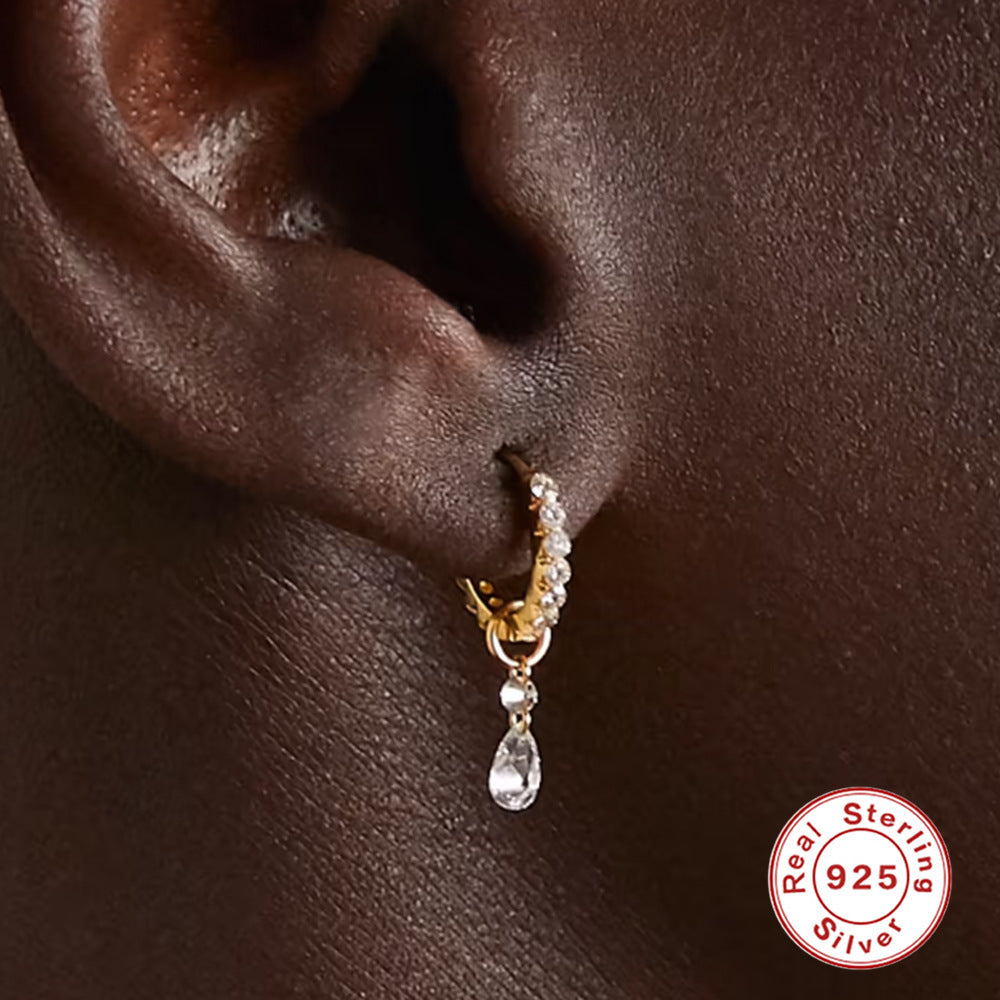 Silver Diamond Earring With Pendant