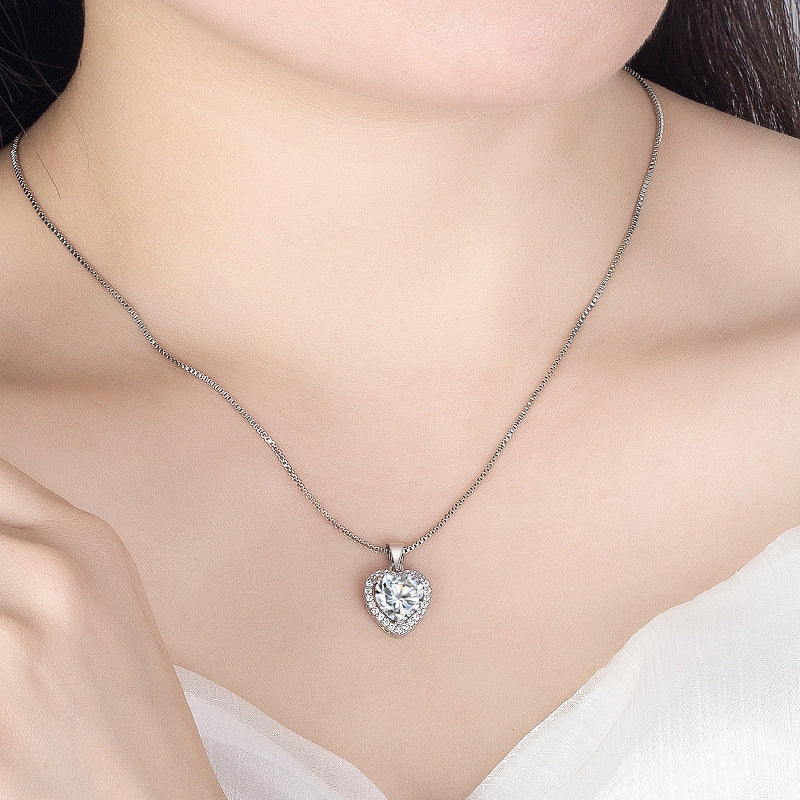 White Diamond Heart Necklace