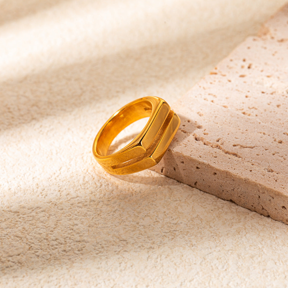 Geometric Square Texture Ring