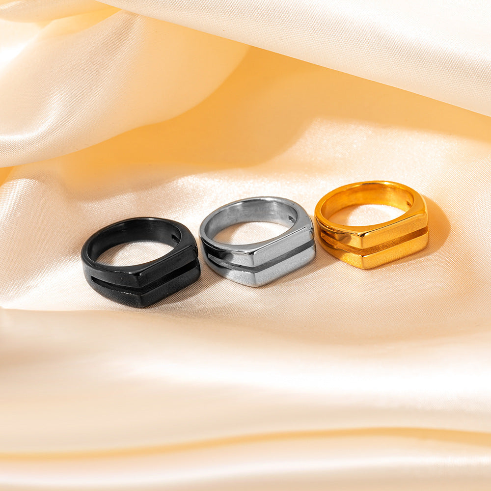 Geometric Square Texture Ring