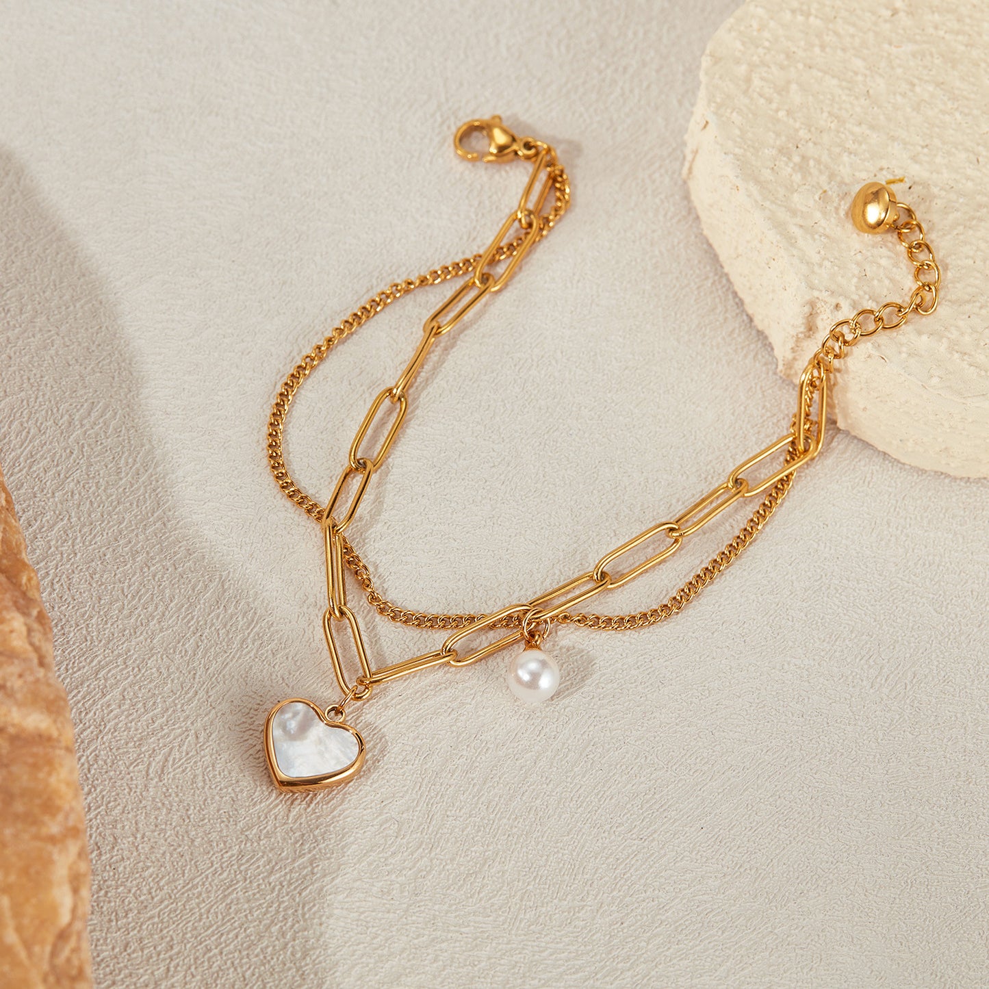 Double-layer Heart Pearl Bracelet