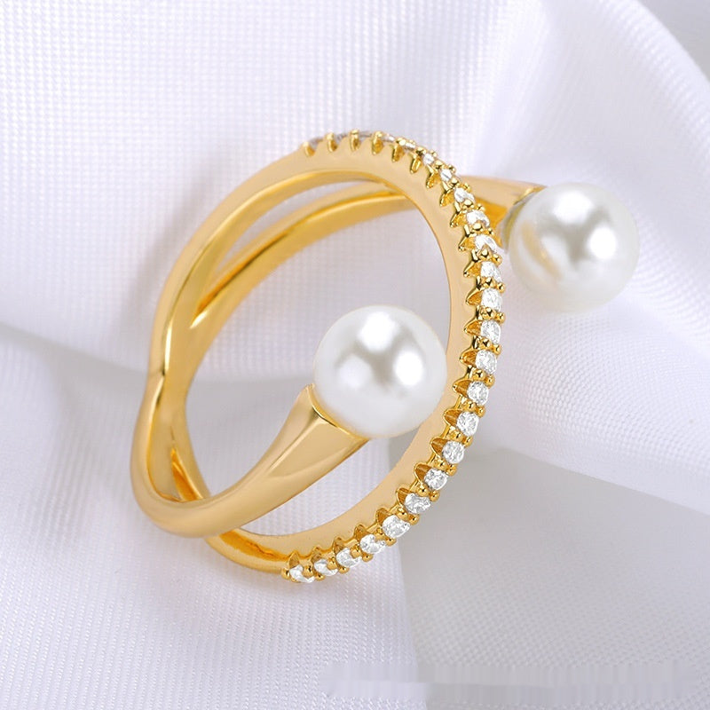 Female Creative Double-layer Cross Frame Ring