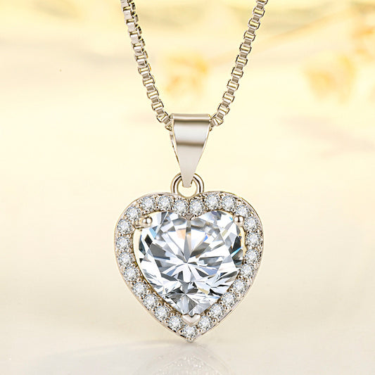 White Diamond Heart Necklace