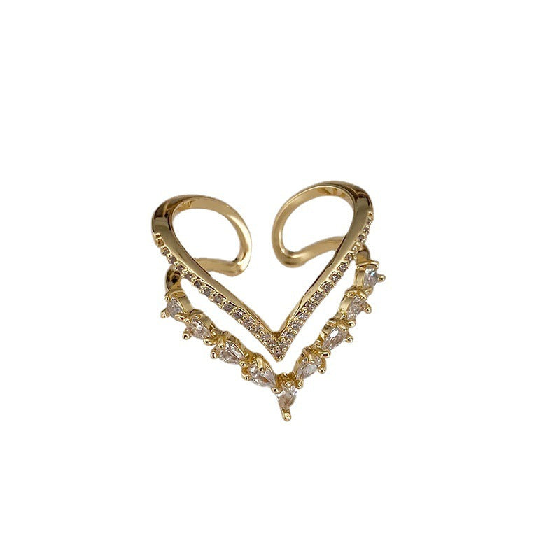 Double layer Heart-shaped Diamond Ring