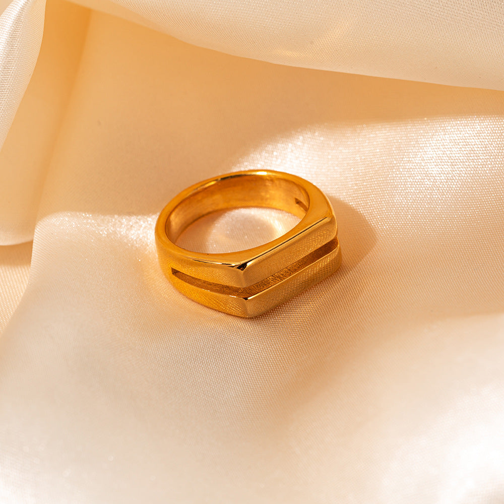 Geometric Square Texture Ring