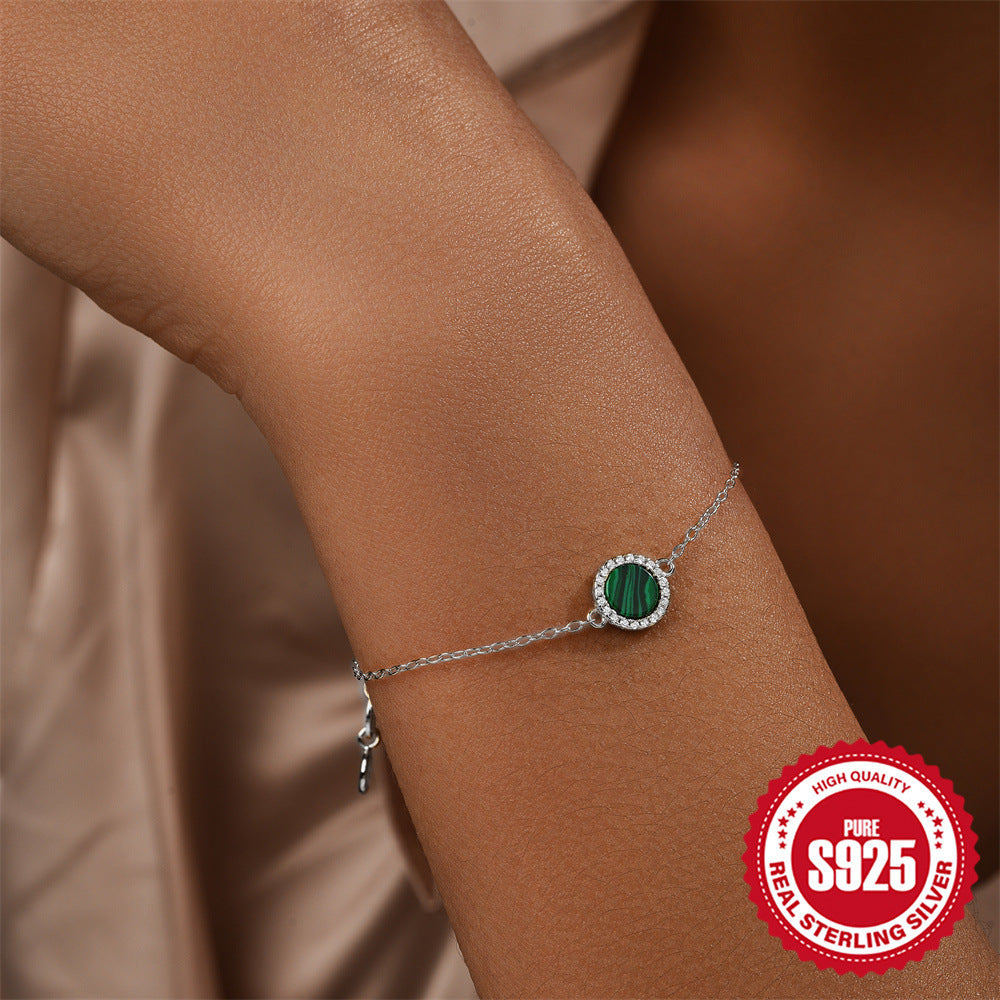 Classic Round Malachite Diamond Bracelet
