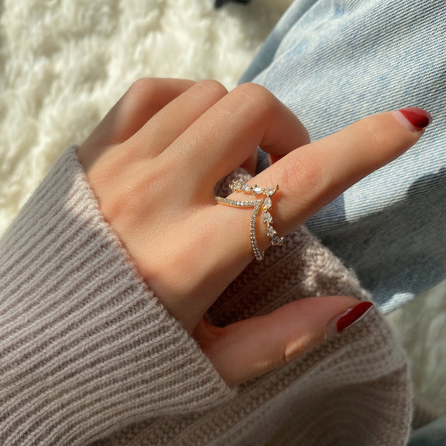 Double layer Heart-shaped Diamond Ring