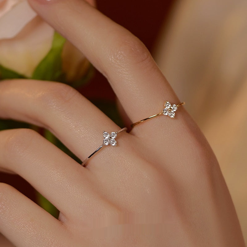 Diamond Four-leaf Clover Ring