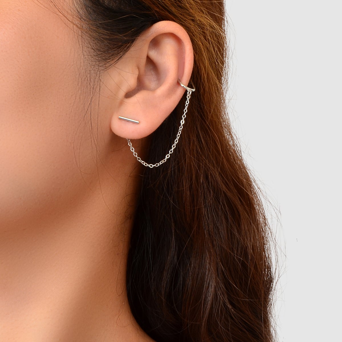 Silver chain earring