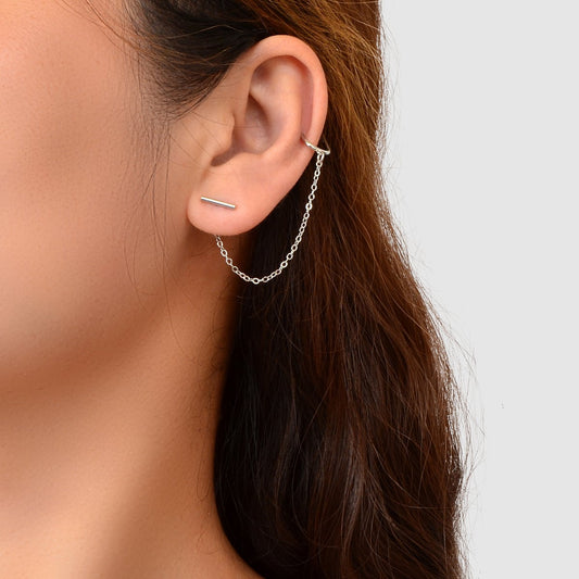 Silver chain earring