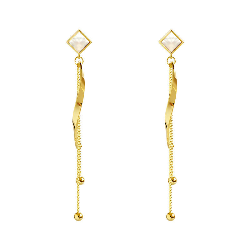 Square Long Curved Stick Slimming Earrings