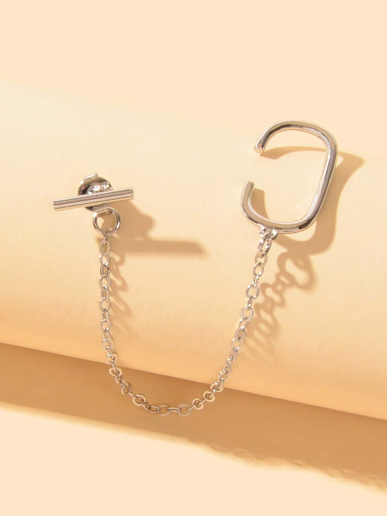Silver chain earring