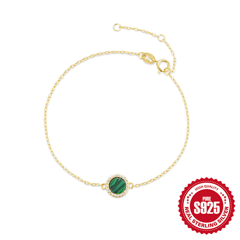 Classic Round Malachite Diamond Bracelet