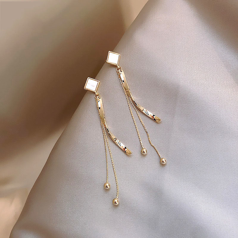 Square Long Curved Stick Slimming Earrings