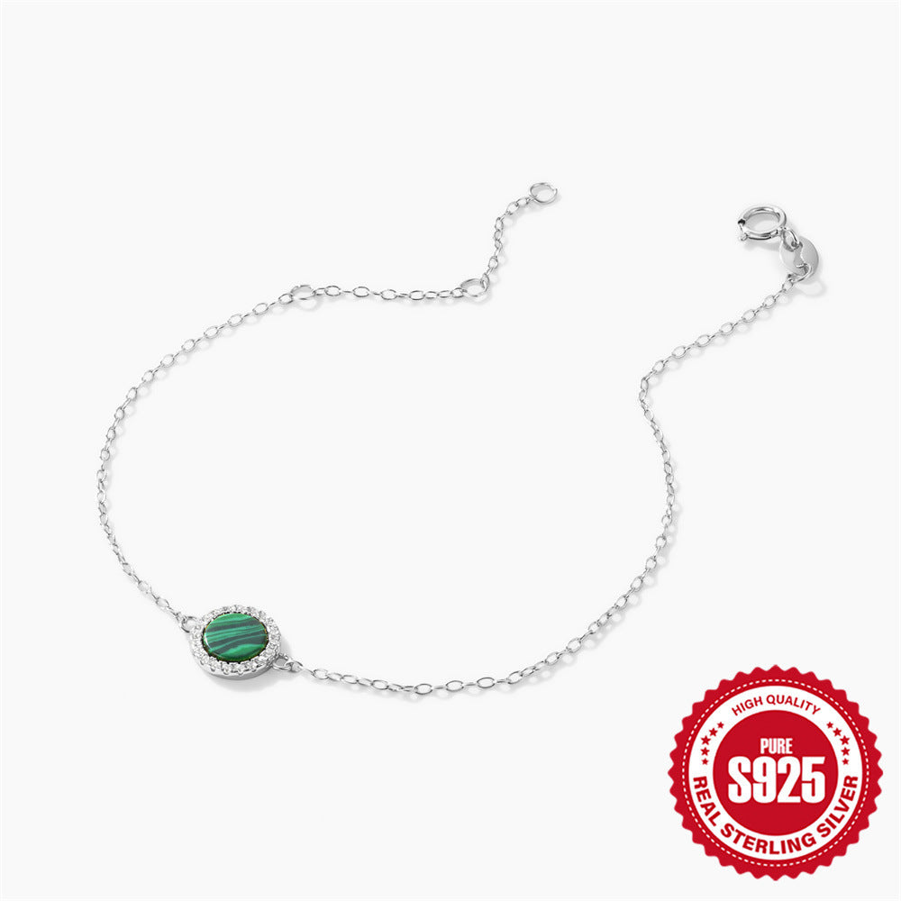 Classic Round Malachite Diamond Bracelet