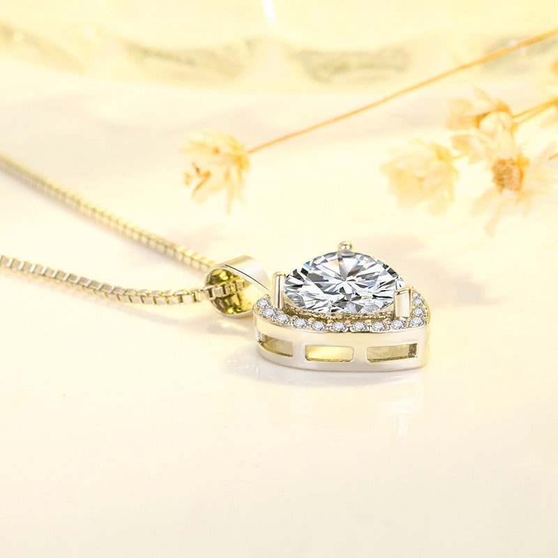White Diamond Heart Necklace