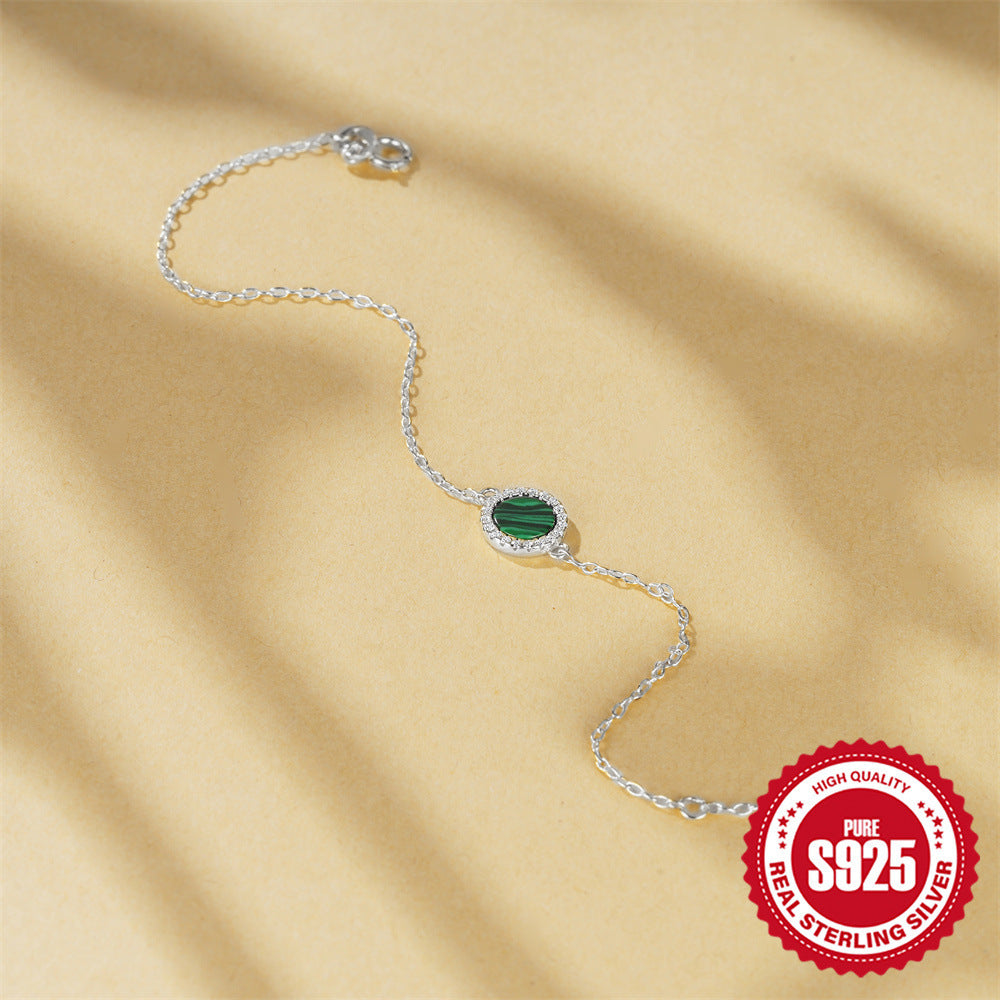 Classic Round Malachite Diamond Bracelet
