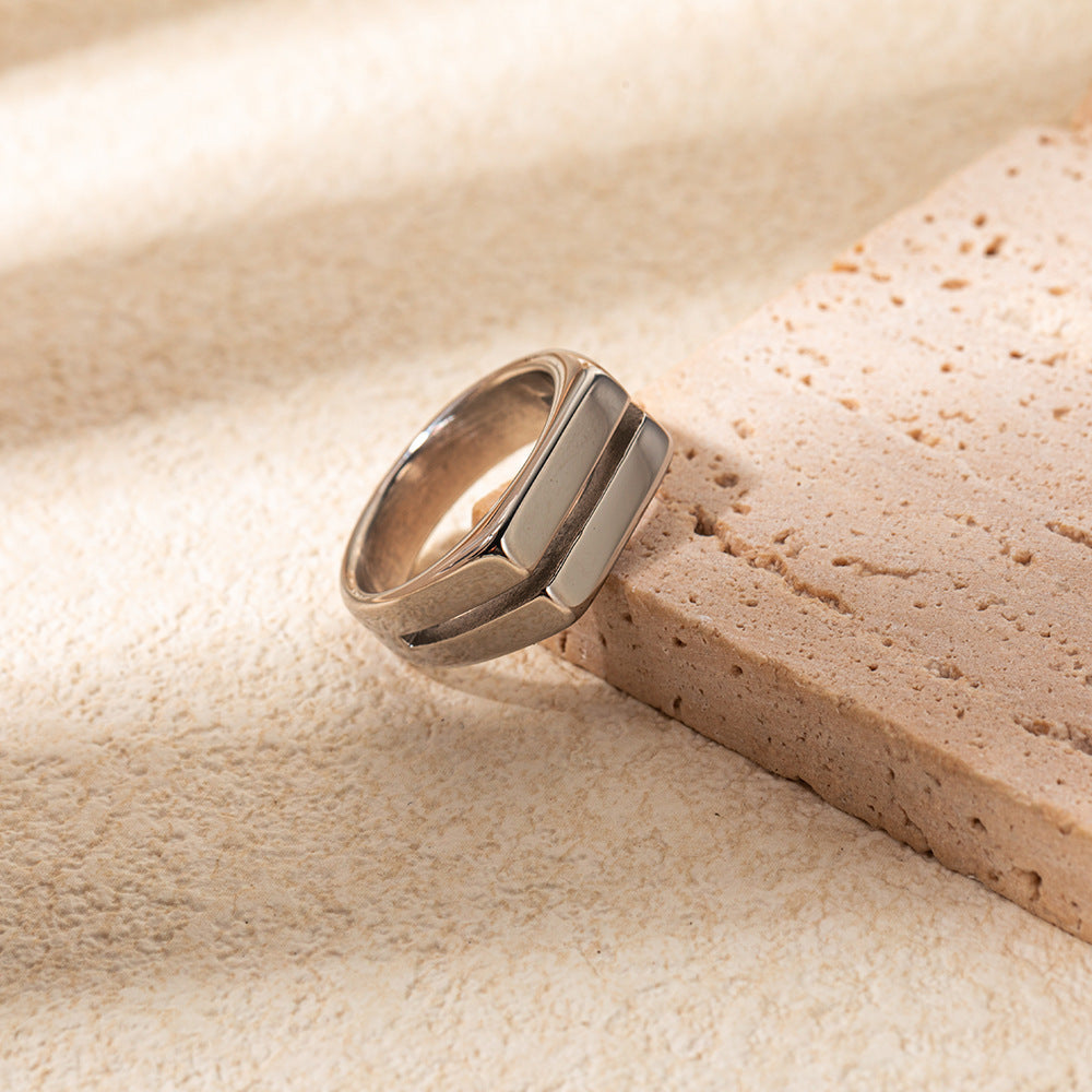 Geometric Square Texture Ring