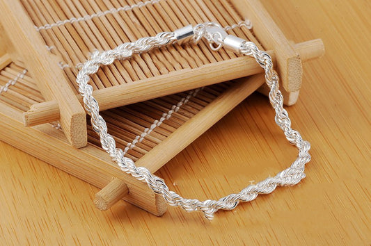 Silver Twisted Rope Bracelet