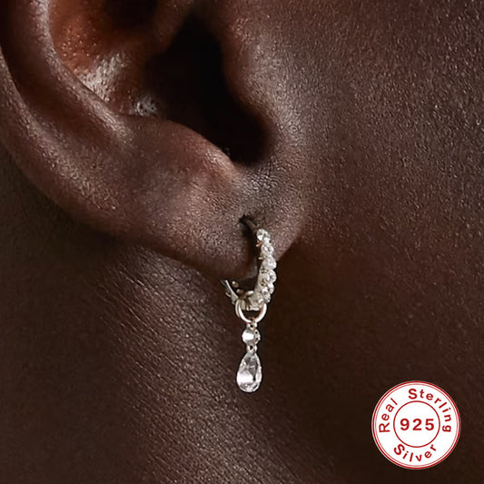 Silver Diamond Earring With Pendant
