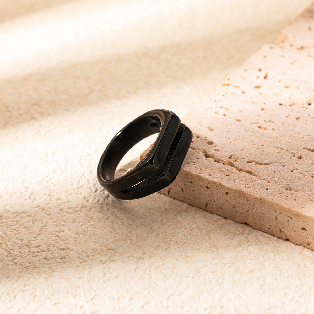Geometric Square Texture Ring