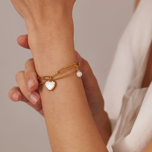 Double-layer Heart Pearl Bracelet
