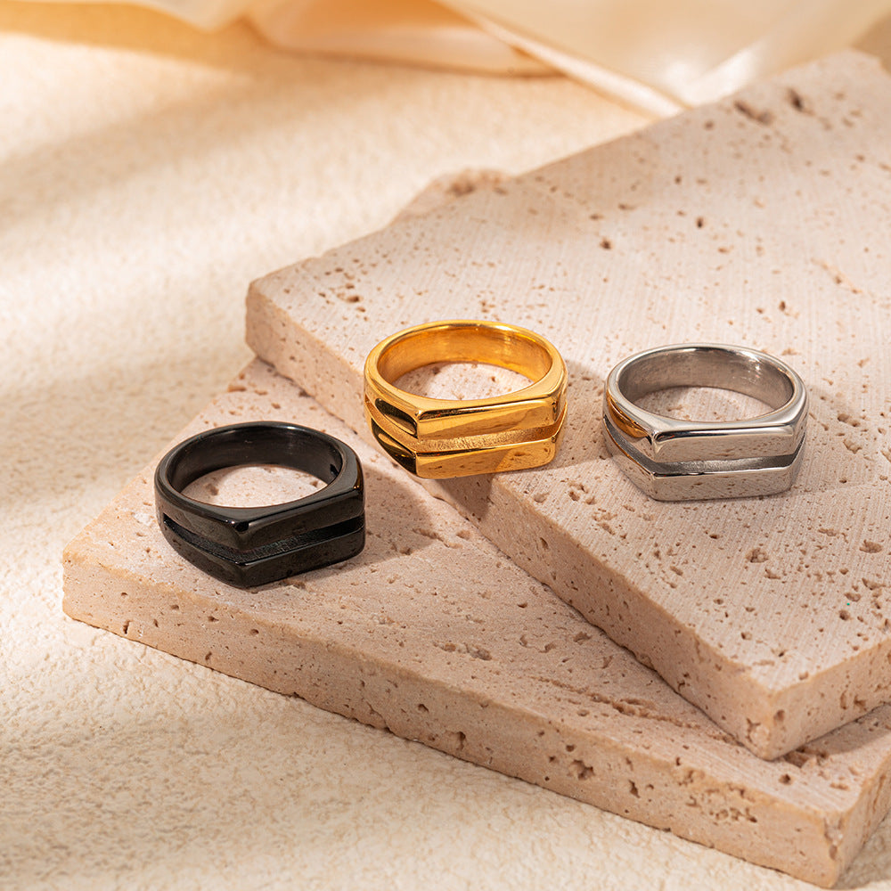Geometric Square Texture Ring