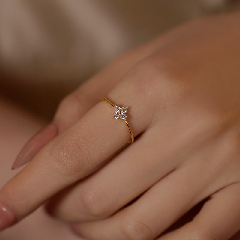 Diamond Four-leaf Clover Ring