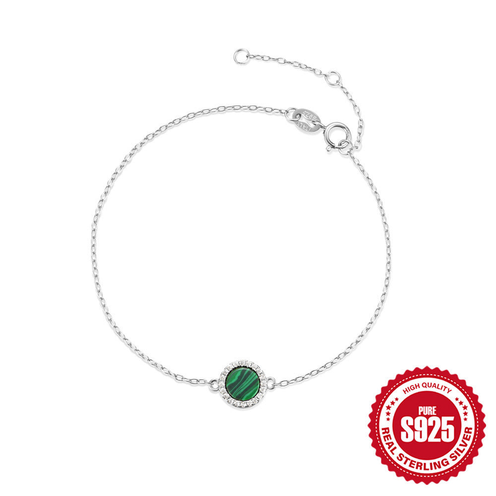 Classic Round Malachite Diamond Bracelet