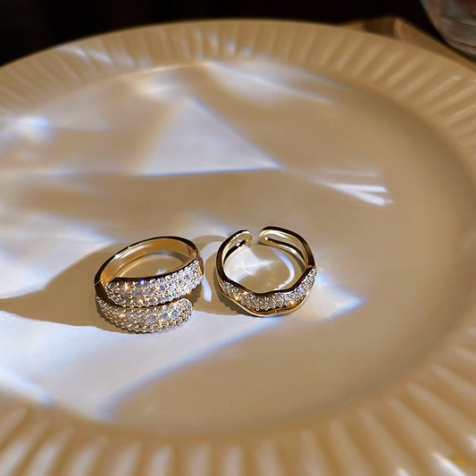 Diamond-embedded Open Ring