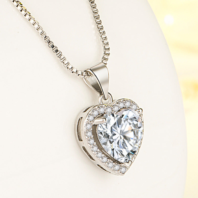 White Diamond Heart Necklace