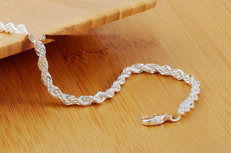 Silver Twisted Rope Bracelet