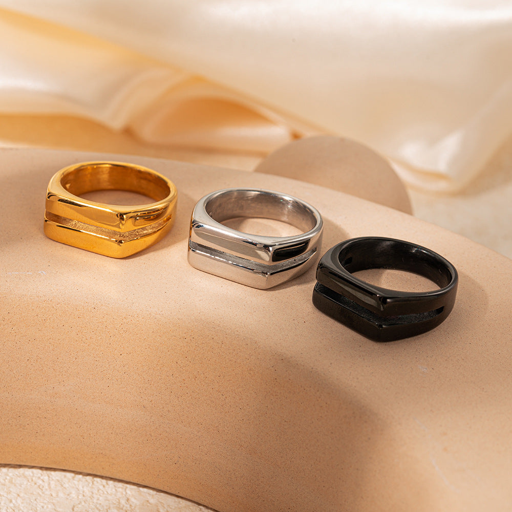 Geometric Square Texture Ring